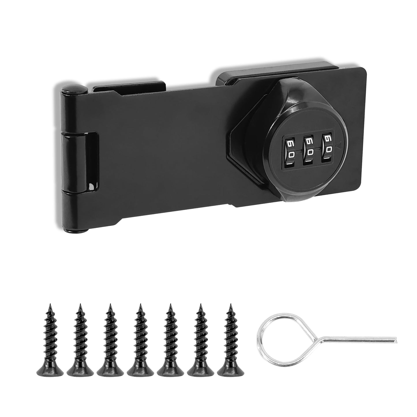 Redunest Password Rotary Hasp Locks,Black 1 Pack Cabinet Locks with Combination,Keyless Security Latch for Sliding Barn Door, Gate, Small Door, Closet, Drawers
