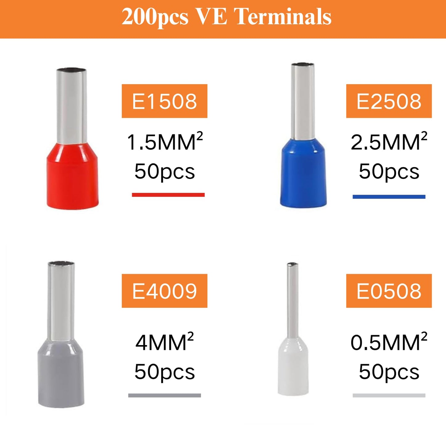 201PCS Ferrule Crimping Tool Kit, AWG23-10 Self-adjustable Ratchet Wire Crimping Tool Kit Crimper Plier Set with 200PCS Wire Terminals Crimping Connectors Wire End Ferrules Terminals