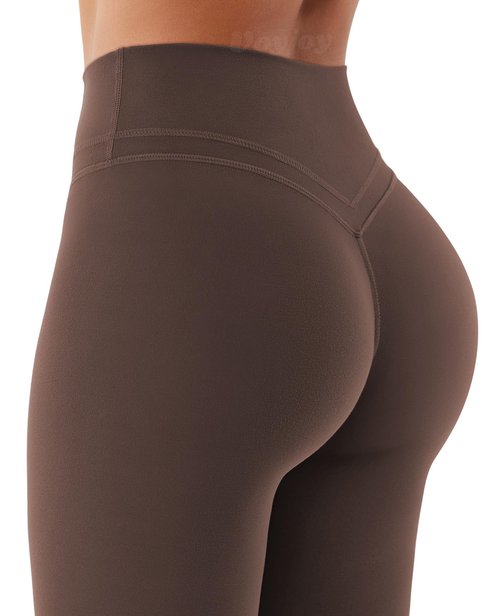 VOYJOY Womens Scrunch Workout Leggings Compression Butt Lifting Mid High Waist 26 Inches Seamless V Back Yoga Pants Coffee S