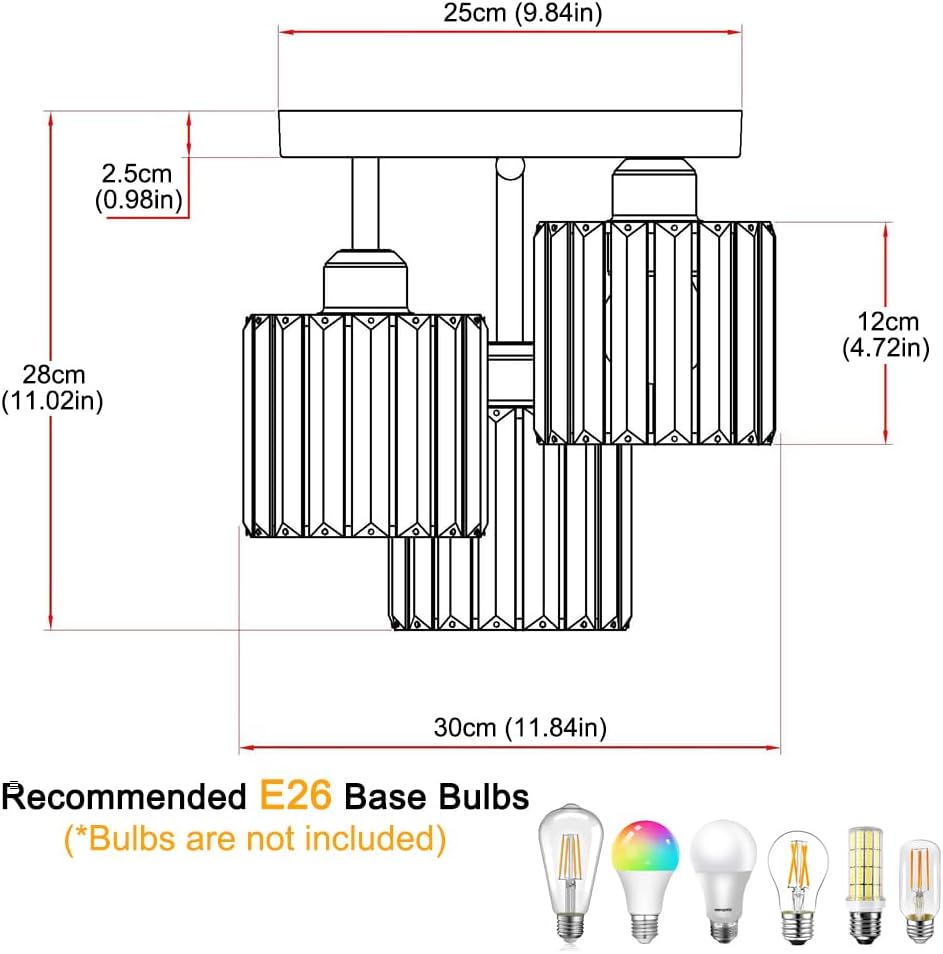 Modern Gold Crystal Ceiling Light Fixture - 11-Inch Semi Flush Mount Chandelier for Kitchen & Entryway