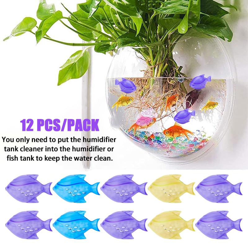 12PCS Universal Humidifier Tank Cleaner,Humidifier Cleaning Fish for Humidifiers & Fish Tanks, Purifies Water, Eliminates White Dust and Odor, Prevents Hard Water Build-Up