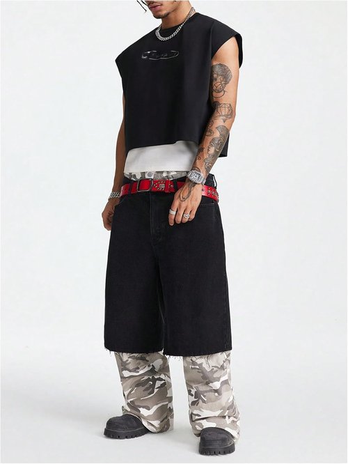 GORGLITTER Men's Crop Vest Top - Stylish Dolman Sleeve T-Shirt | Comfortable Loose Fit Pullover