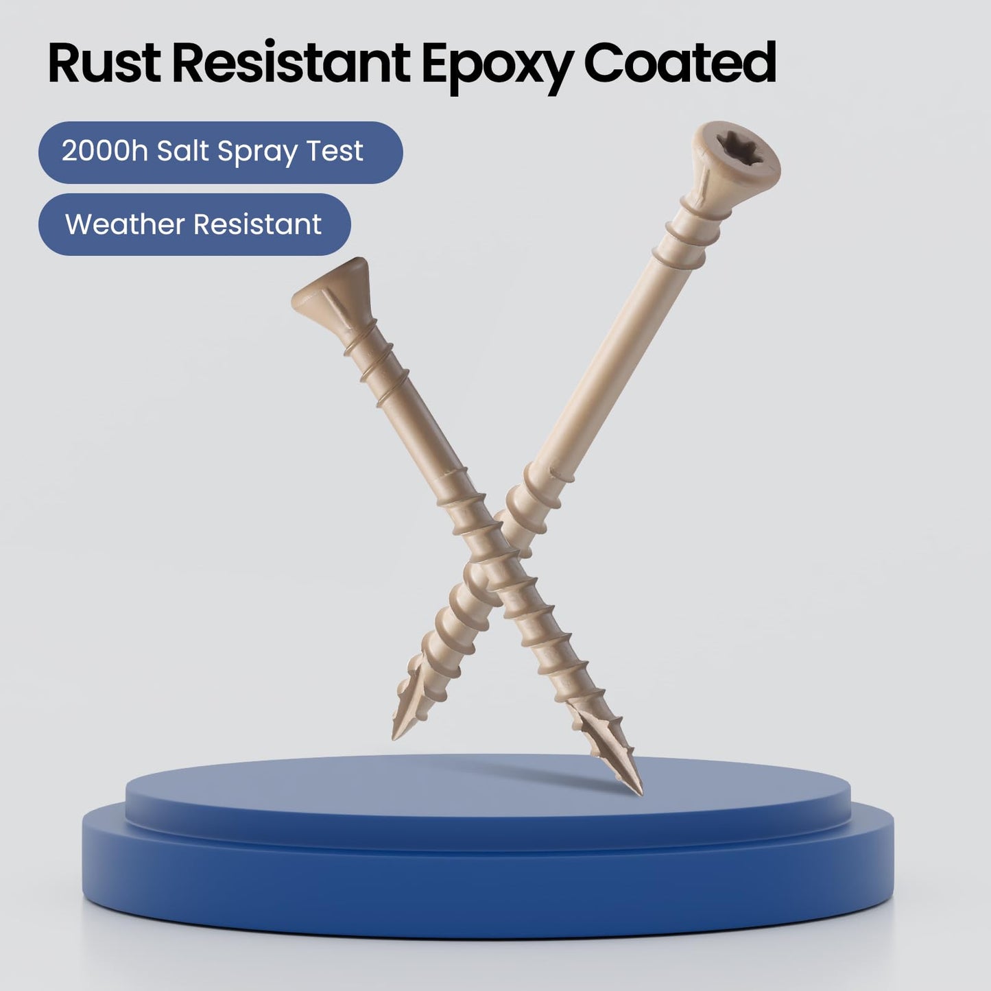 BNUOK 96 PCS Deck Screws Assortment Kit, Reverse Thread Composite Deck Screws Torx Drive Rust Resistant Epoxy Coated Exterior Wood Screw #8 1-5/8" 2" #10 2-1/2" 3", Tan