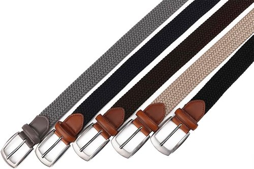 Fabio Valenti Canvas Woven Stretch Braided Belts - Multicolored Options for Men & Women
