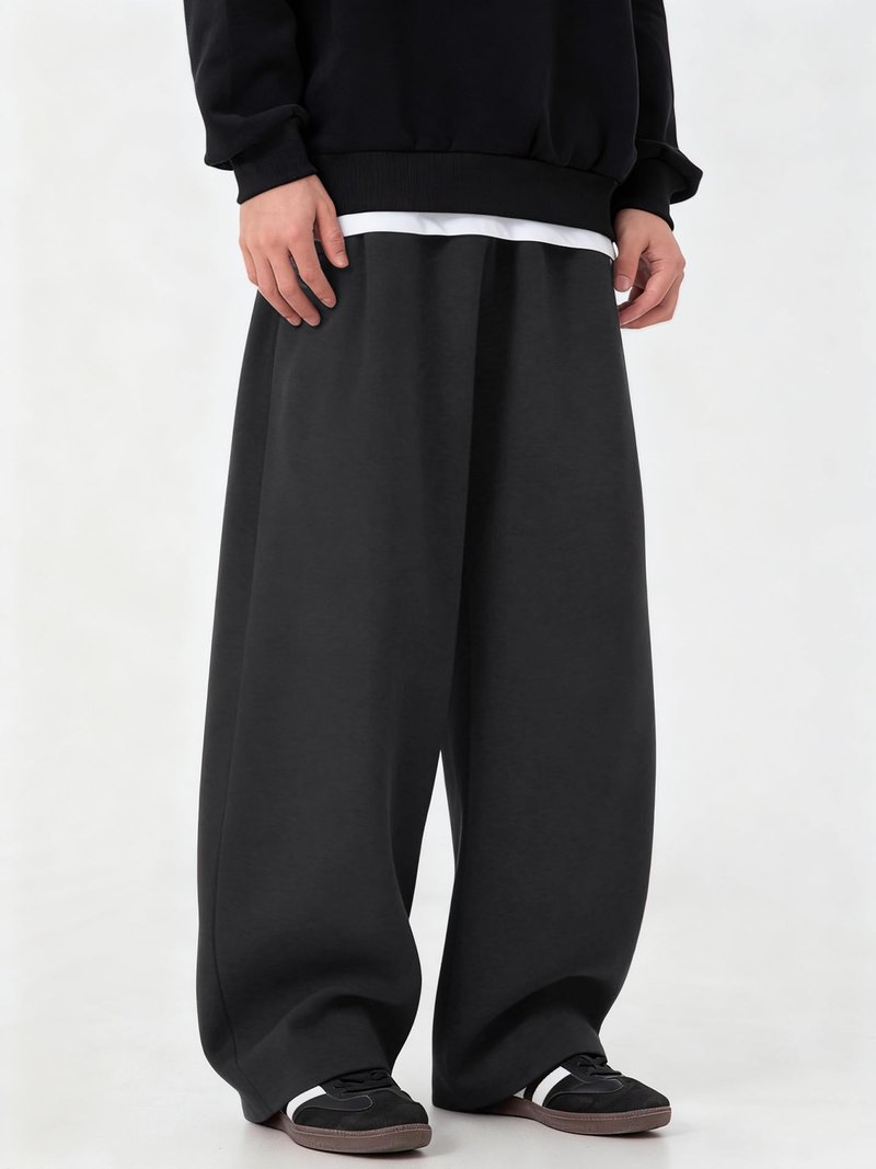 Mens Baggy Sweatpants Wide Leg Casual Elastic Waist Drawstring Athletic Loose Jogger Fall Sweat Pants Dark Grey