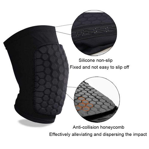 Knee Compression Pads,Basketball Knee Pads with Honeycomb Padding, Breathable and Non-Slip Knee Pads for Volleyball Gym Running Workout Sports, Hex Knee Pads Sleeves for Men and Women M (A Pair)
