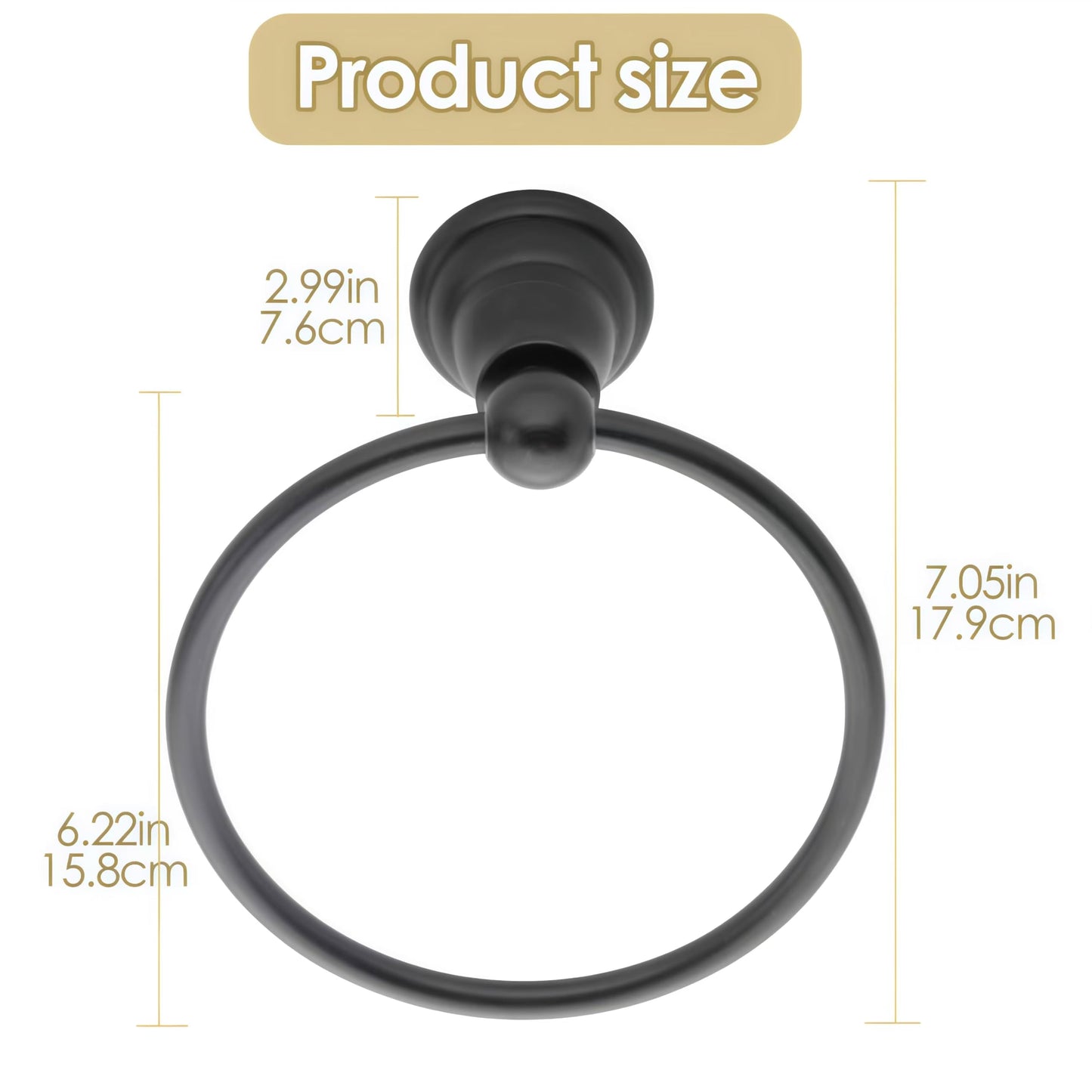 Towel Ring Oil Rubbed Bronze, 6.3-inch Diameter, Durable Stainless Steel Hand Towel Holder for Bathroom and Kitchen, Wall-Mounted Towel Rack, Elegant and Functional Design