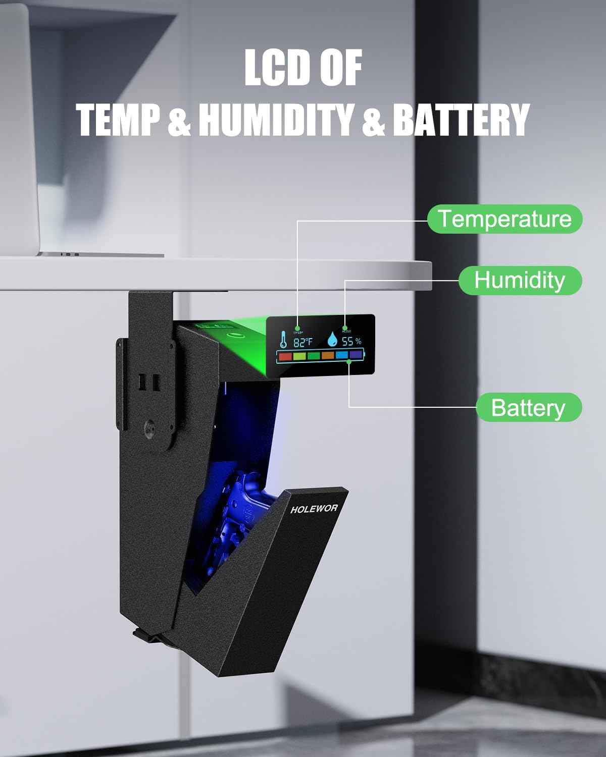 Quick Access Bedside Gun Safe - Single Mount Pistol Safe for Nightstand & Desk