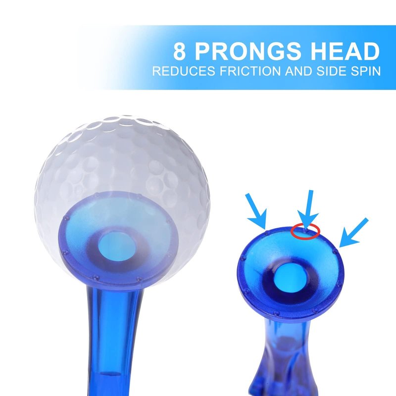 WMAWJBT Golf Tees 3-1/4’’ 50 Count Plastic Golf Tees Reduced Friction & Side Spin Professional Unbreakable Durability and Stability Blue