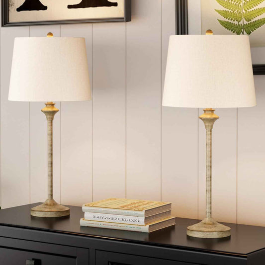Brass Gold Table Lamps Set of 2 - 26" Modern Buffet & Nightstand Lamps for Living Room, Bedroom, Office