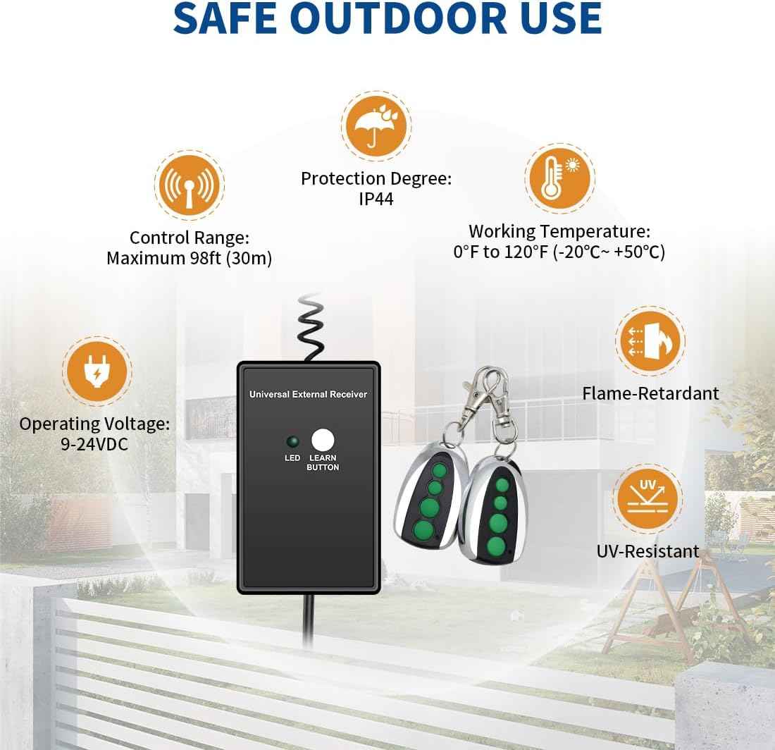 TOPENS ERM12 Universal Gate Opener Receiver & 2 Remotes - Automatic Swing & Slide Accessory