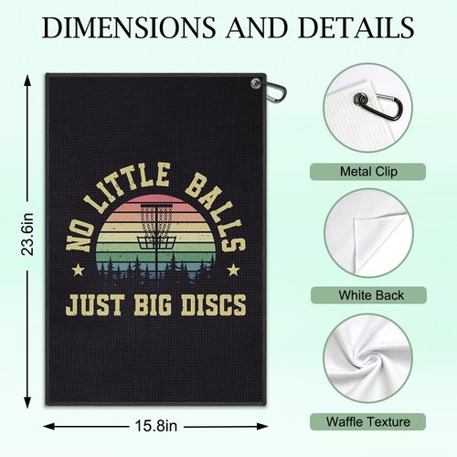 DYJYBMY Just Big Discs Retro Printed Golf Towel with Clip, Funny Golf Towels for Disc Cleanup, Retirement Gifts for Golfer Dad Grandpa, Retro Birthday Thank You Gifts for Golfing Lover Family Friend