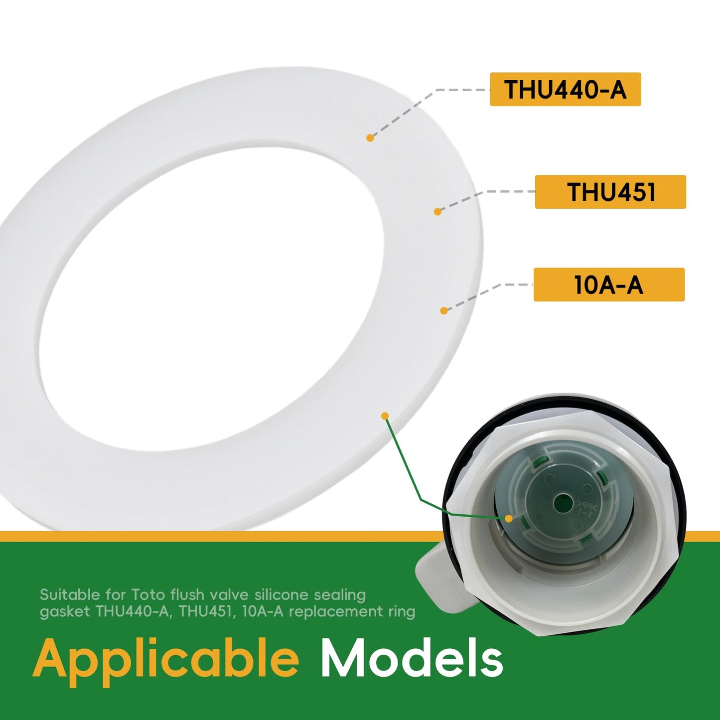 Flush Valve Seal Gasket Compatible with TOTO THU440-A, THU451, 10A-A, THU407, THU826-A – Silicone Toilet Leak Fix Seal Ring, 81mm OD / 54mm ID – Easy DIY Replacement to Stop Water Waste