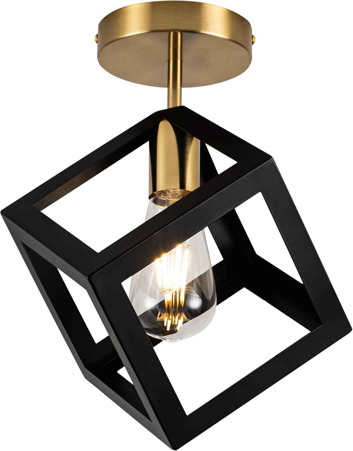 Brushed Nickel 3-Light Flush Mount Ceiling Light Fixture - Modern Geometric Design for Living Room, Kitchen, Dining Room, and Hallways