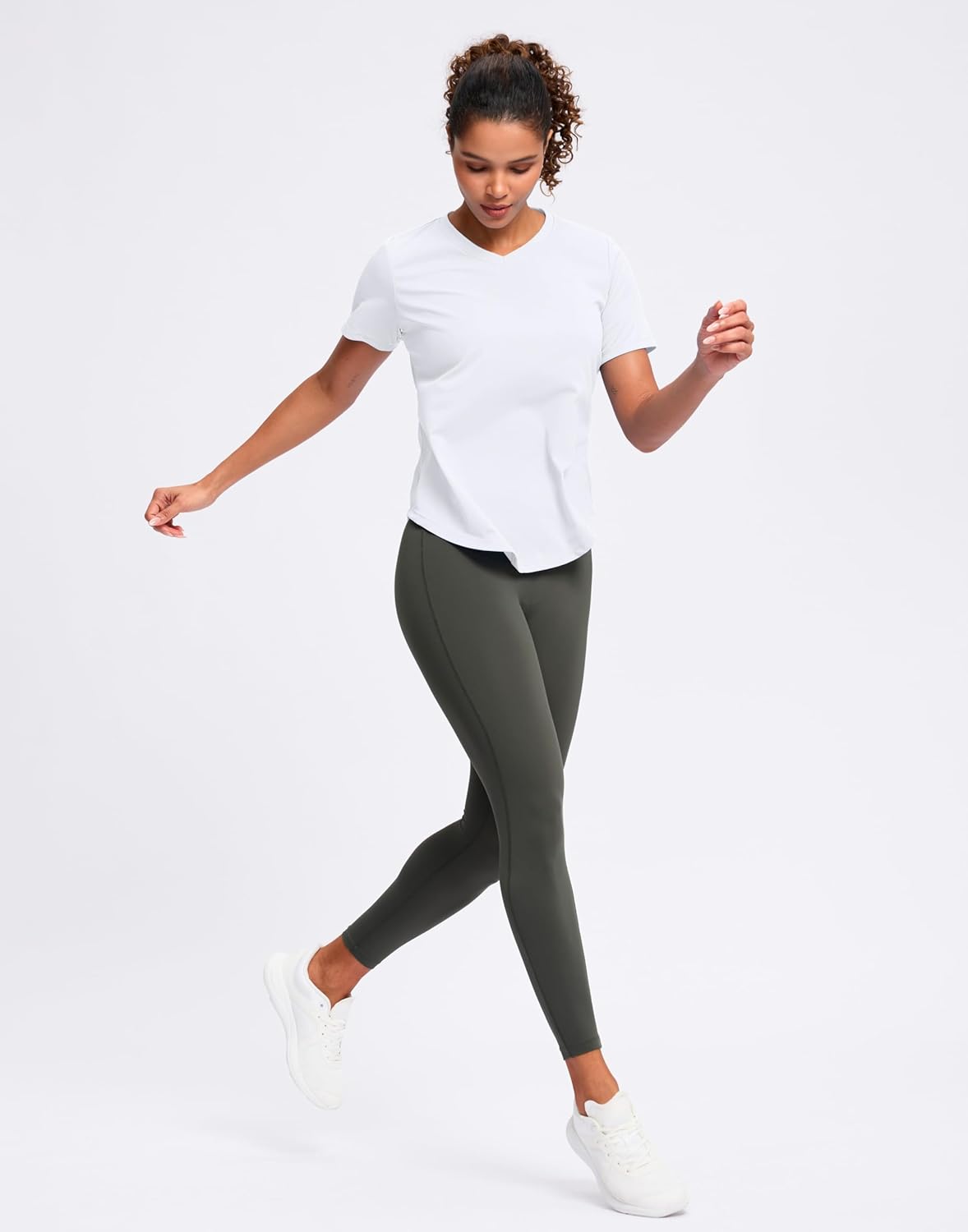 Skiennix Women's V-Neck Workout Shirt - Moisture-Wicking UPF 50+ Dry Fit Top for Gym & Running