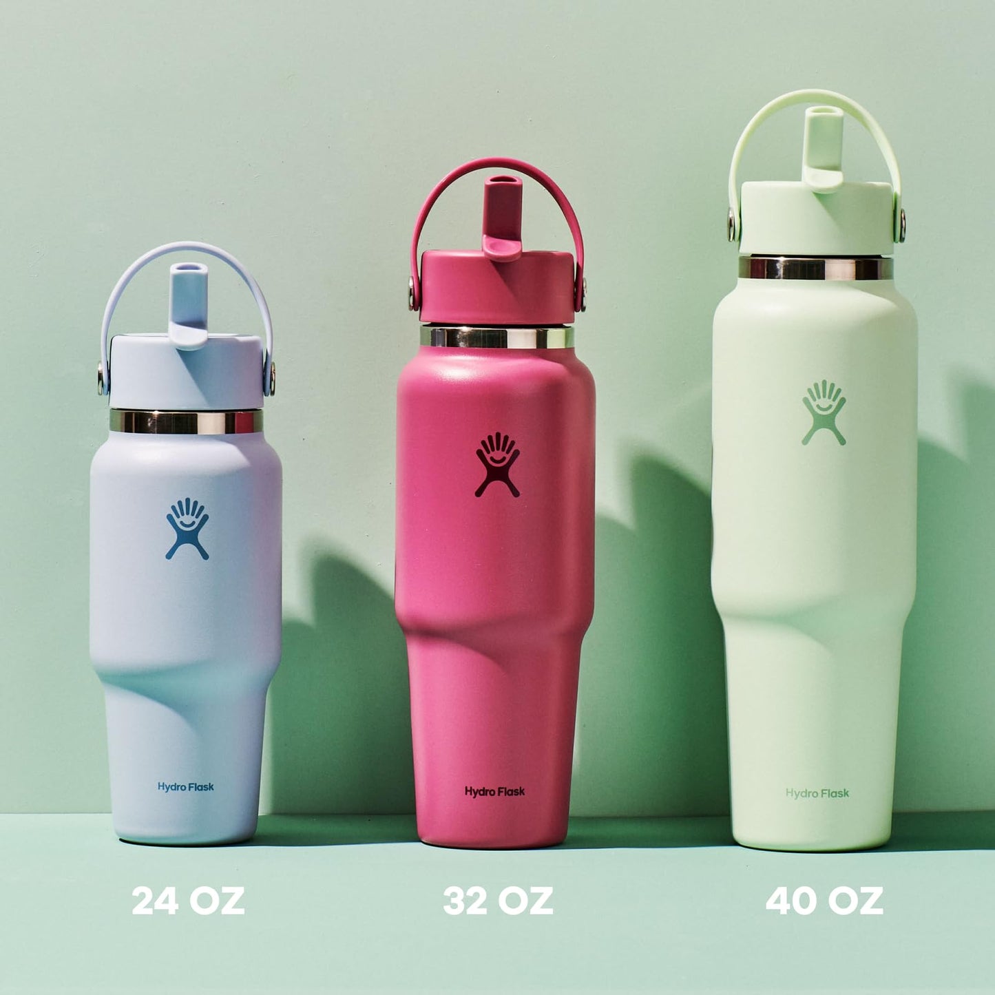 Hydro Flask Travel Water Bottle - Insulated Stainless Steel - Wide Straw Lid, Non Spill, Leakproof in 40 Oz Coconut Cream