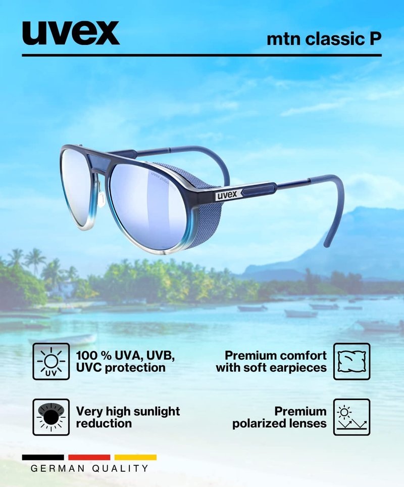 uvex polarized sports sunglasses for hiking/running with UV protection, for women & men, mtn classic P, Blue Matte Fade/Blue, one size