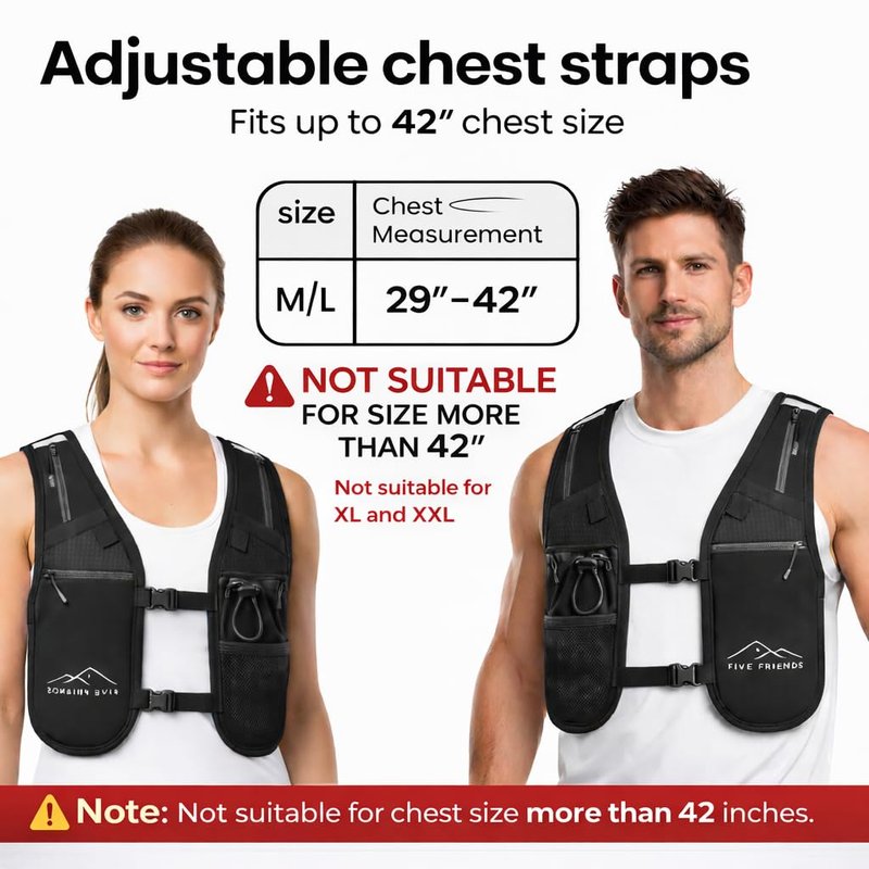 Running Vest with Water Bottle – Lightweight, Breathable Designed Reflective Hydration Vest with 6 Pockets – Adjustable Running Backpack for Men & Women, Ideal for Marathon & Night Trainings