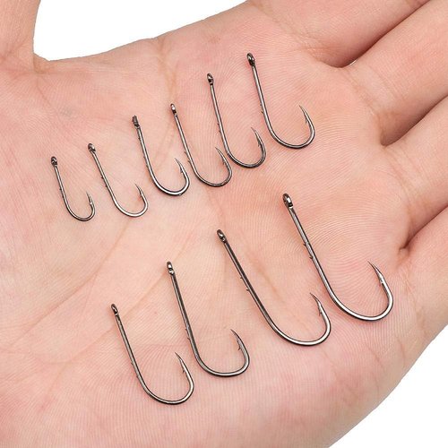 DONQL Fishing Hooks - 600Pcs Barbed Carp Single Hook Kit for Freshwater & Saltwater | Carbon Steel