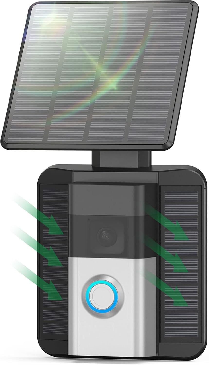 QIBOX Waterproof Solar Charger for Battery Doorbell - USB-C Adjustable Solar Panel