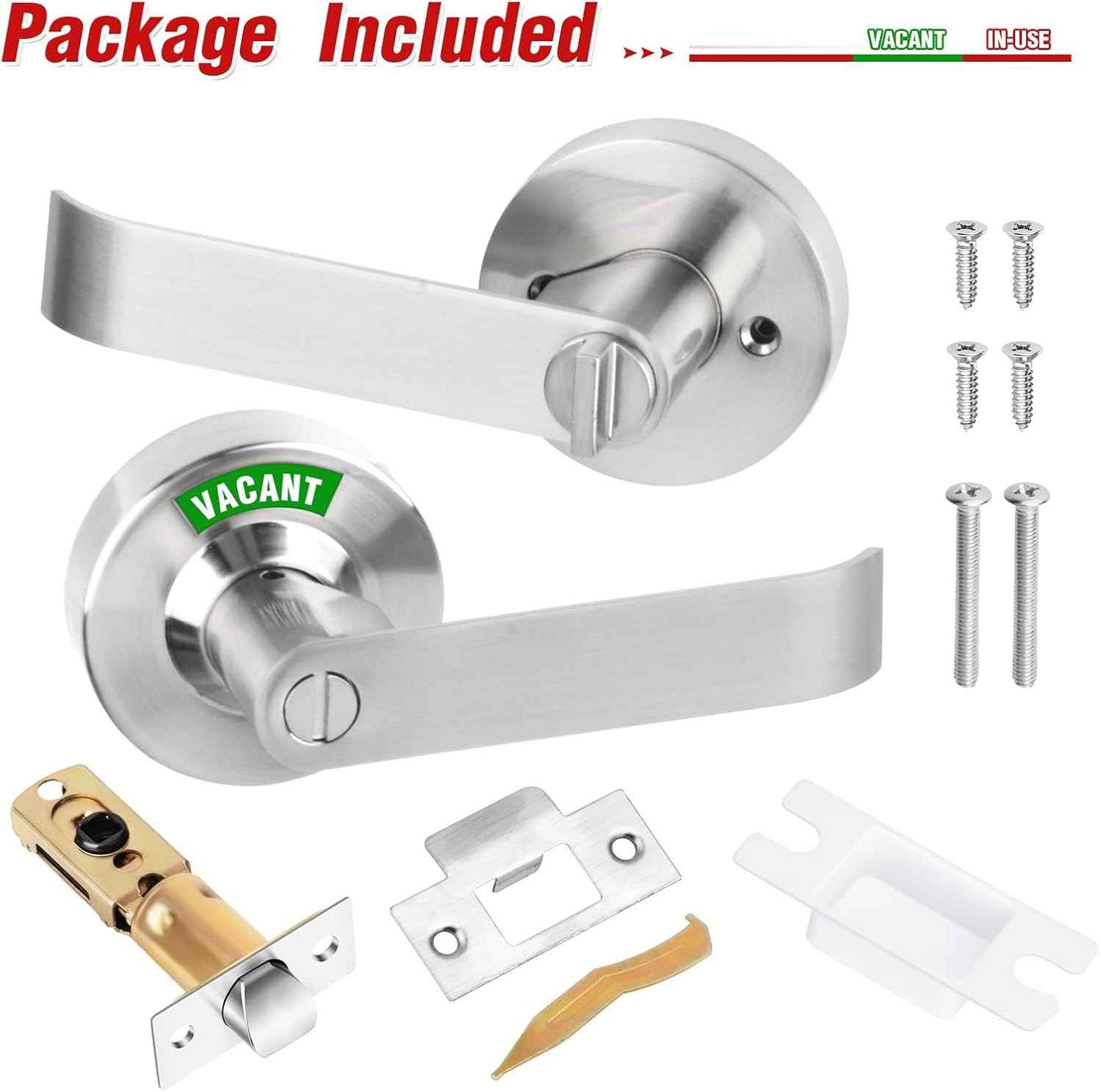 Commercial Grade Black Bathroom Privacy Door Lock - Vacant/Occupied Indicator for Restrooms