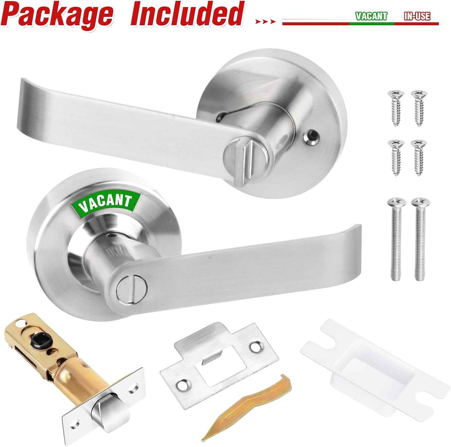 Commercial Grade Black Bathroom Privacy Door Lock - Vacant/Occupied Indicator for Restrooms