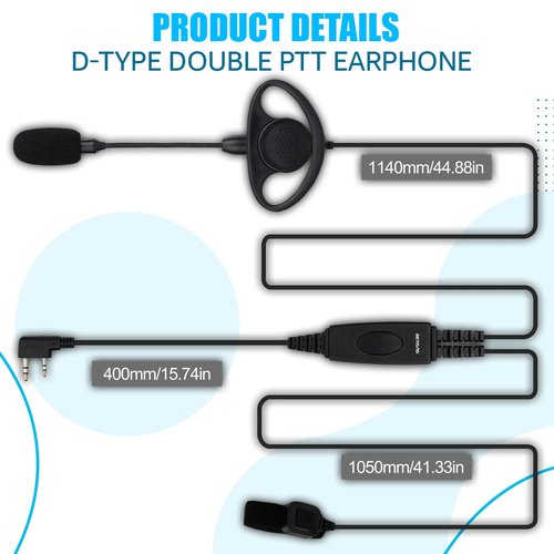 Retevis Walkie Talkie Earpiece with Boom Mic, for RT22 RT68 RT21 H-777 RT27 RT86A RT86S, Compatible with BAOFENG 888S Kenwood Pxton Two Way Radio, 2 pin Referee Headset for Football Game(1 Pack)