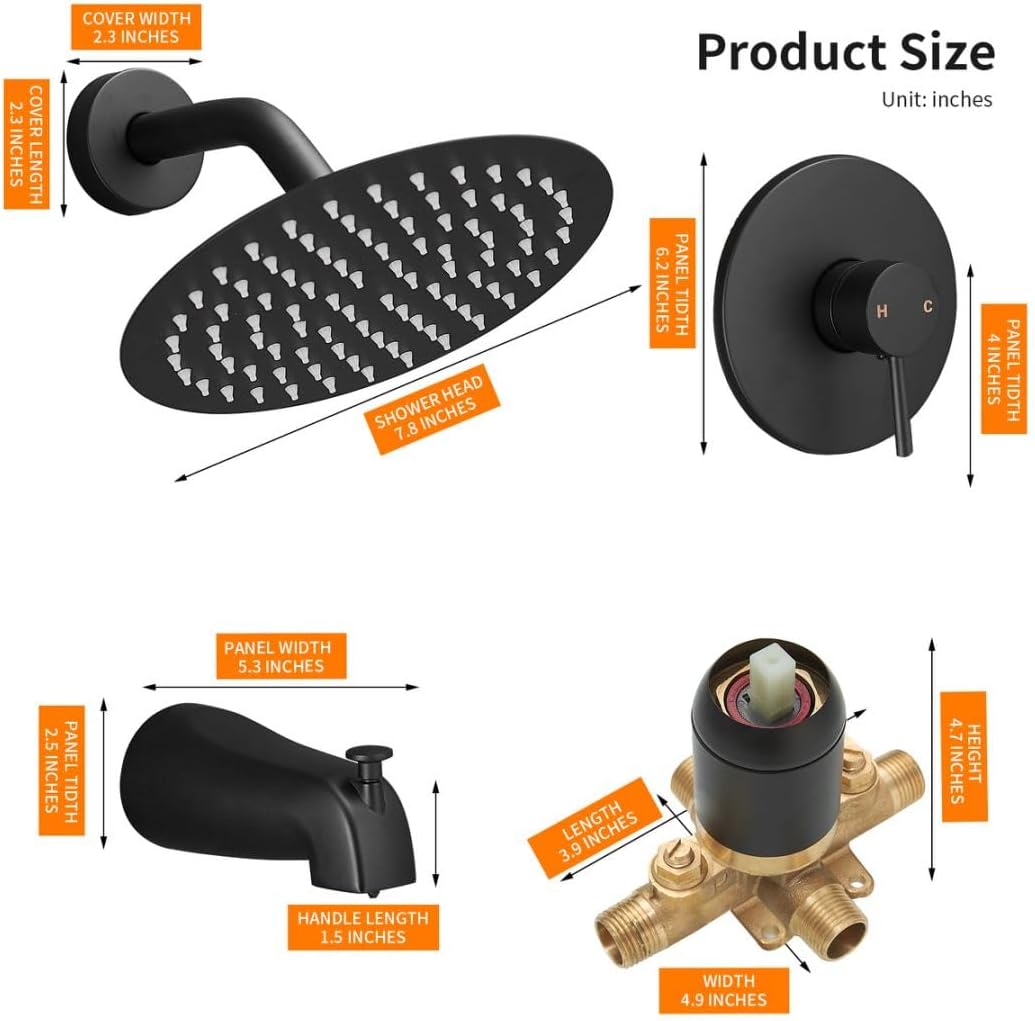 High Pressure 6-Inch Rain Shower Head & Faucet Set with Valve - Modern Bathroom Fixtures