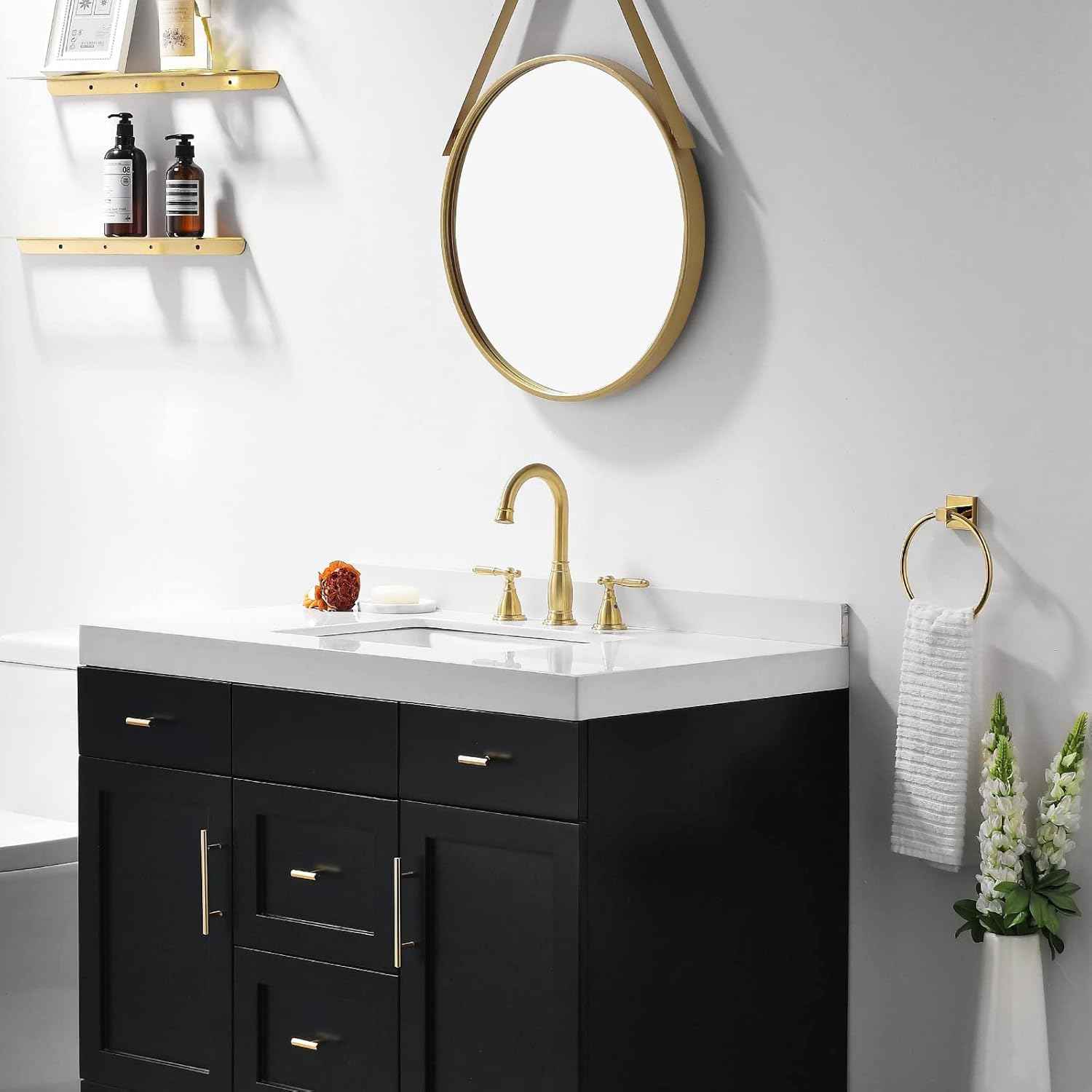 Oil Rubbed Bronze Widespread Bathroom Faucet Set with Valve & Drain - Phiestina WF017-4-ORB
