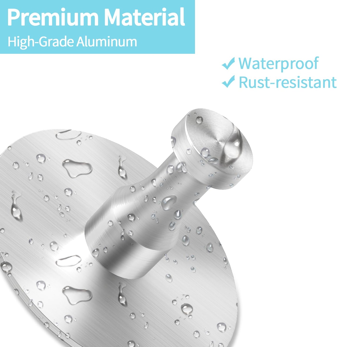 STWWO Adhesive Hooks for Walls No Damage 4 PCS, Heavy Duty Aluminum Strong Adhesive Towel Hooks for Bathrooms for Inside Shower for Hanging Loofah, Clothes, Robes