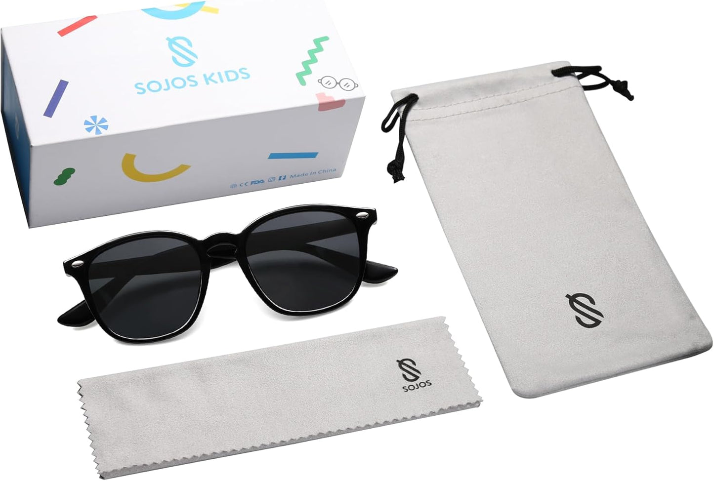 SOJOS Retro Kids Square Polarized Sunglasses for Girls Boys Age 3-10 UV400 Protection De Sol Gafas SK5616