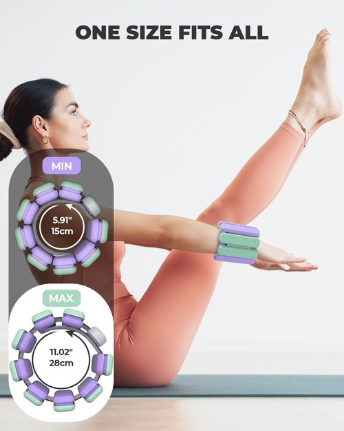 Sportneer 2025 Upgraded Wrist & Ankle Weights for Women Men 4 lbs (2 lb Each) Adjustable Silicone Weighted Bracelet Set for Gym Yoga Pilates Cardio Strength Training Wearable Arm Hand Workout Weights