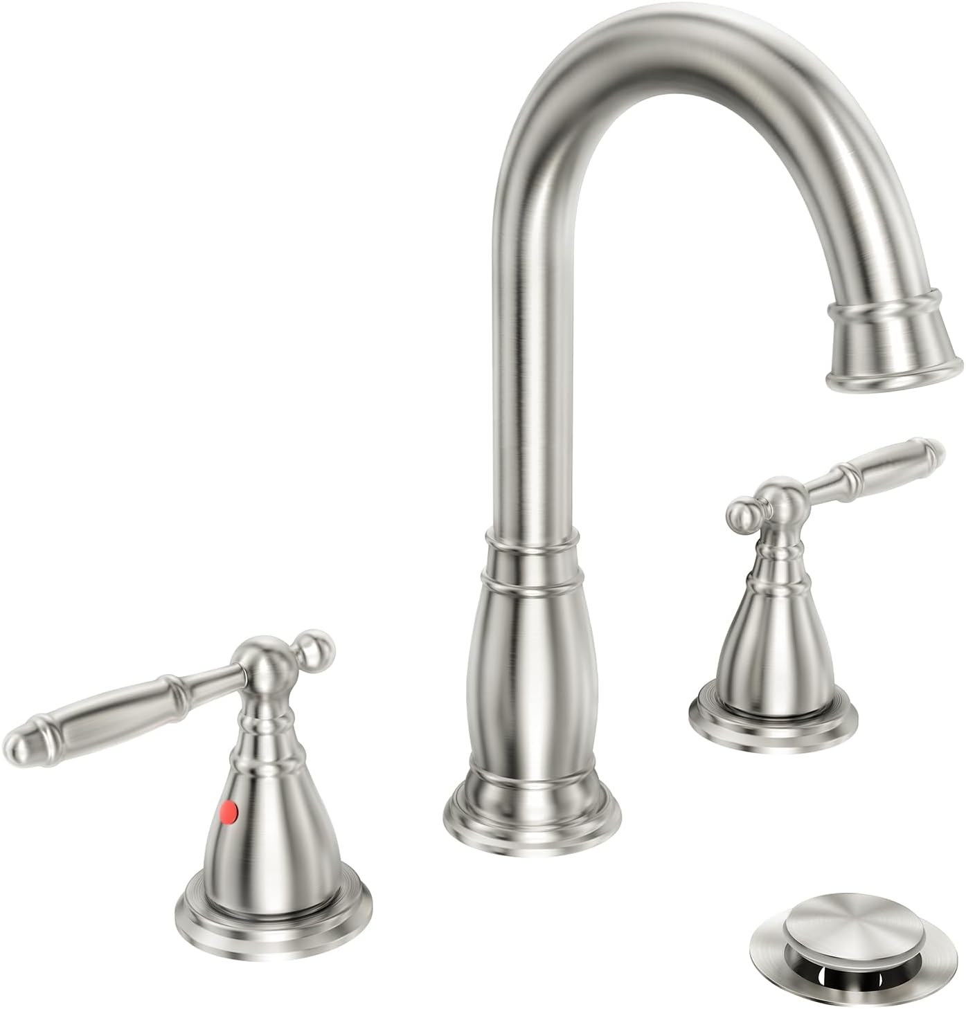 Oil Rubbed Bronze Widespread Bathroom Faucet Set with Valve & Drain - Phiestina WF017-4-ORB