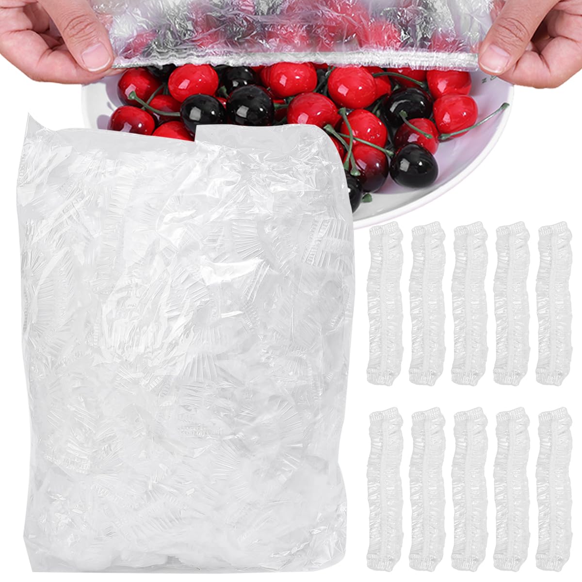 100pcs/bag Disposable Food Containers for Fresh Keeping Bads Storage Covers Kitchen,2x2x0.1cm (14-35cm Stretchable)