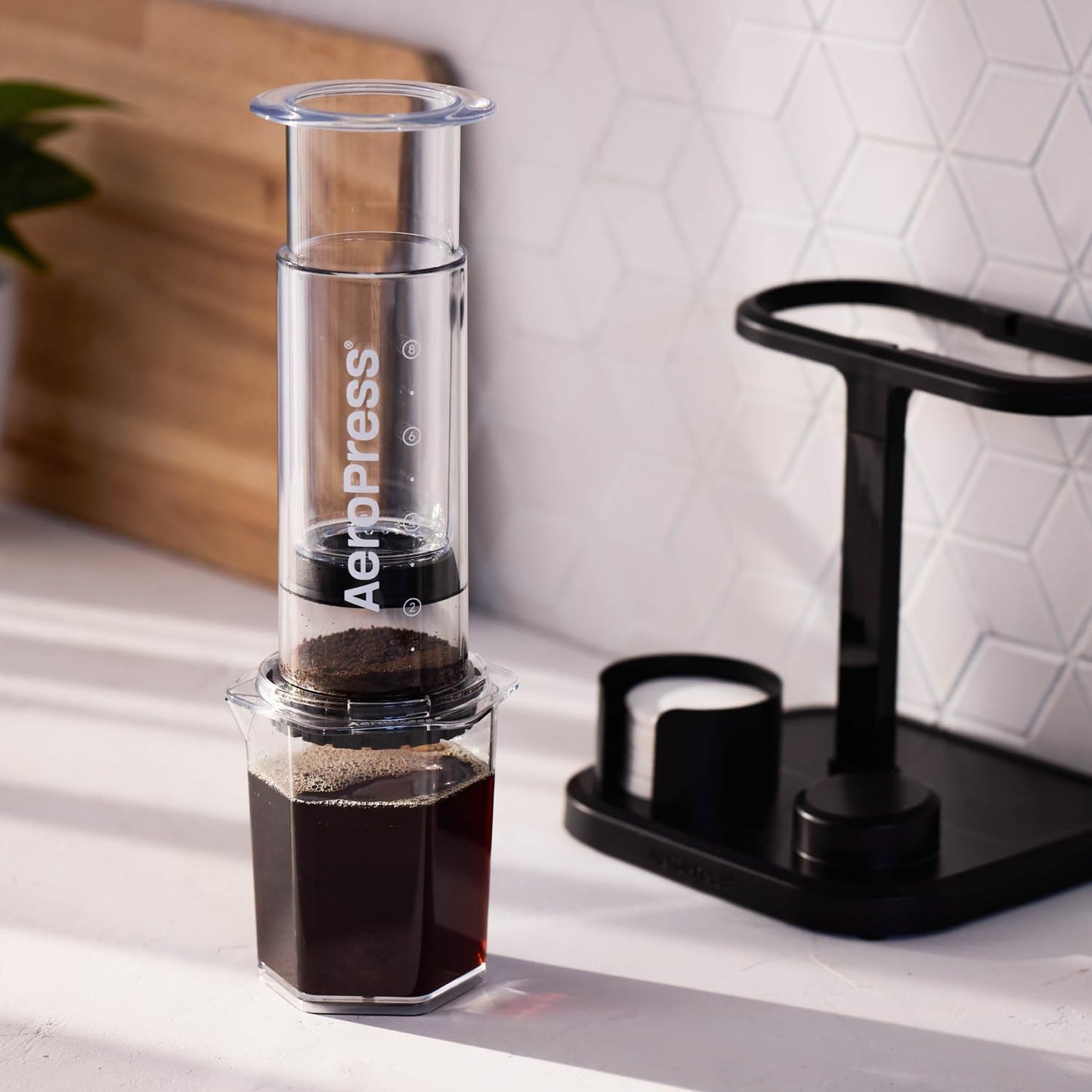 AeroPress Organizer Stand - Durable Coffee Bar Station & Compact Storage Solution for Manual Coffee Makers