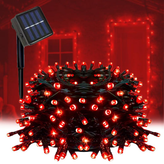 Taoushuleng Solar String Lights Outdoor with Red Light, Blackish Green Wire, 40ft 100 LED with 8 Lighting Modes for Outside,Garden,Courtyards,Trees (Red)