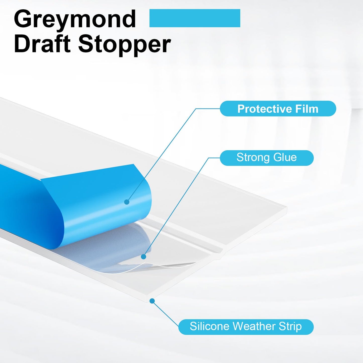 Greymond Weather Stripping Door Seal, Silicone Strip for Frame and Gaps Draft Stopper,Glass Shower Door Sweep, Clear, 20 Feet x 1 Inch