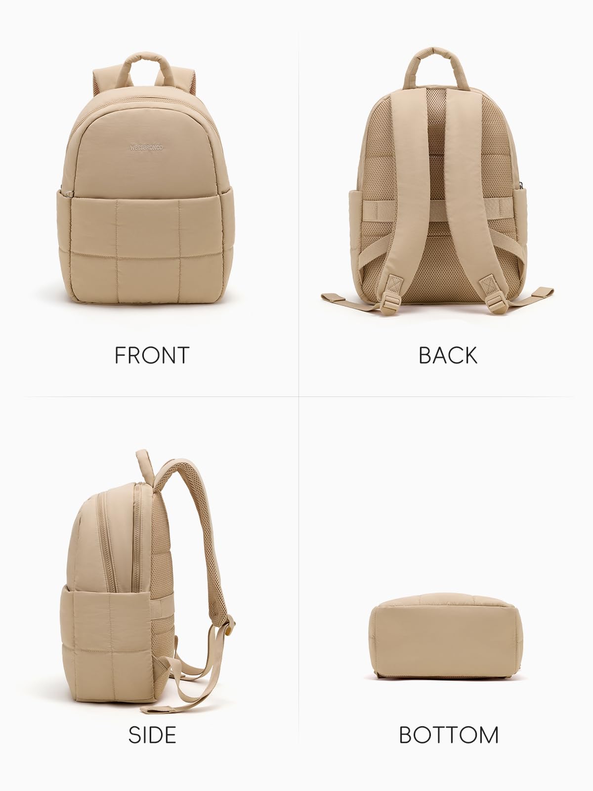 WESTBRONCO Puffer Laptop Backpack for Women Travel Backpack for Women Airplane Approved Backpack with 16'' Laptop Compartment