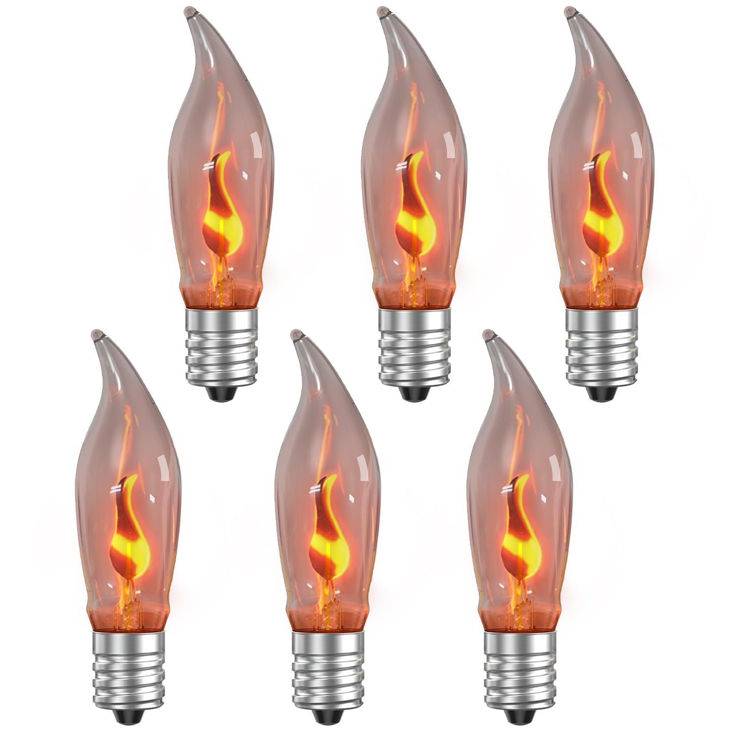 Hompavo Upgraded Flame Light Bulbs, Compact E12 Chandelier Base Candle Flickering Fire Light Bulb for Halloween Christmas Party Porch Indoor & Outdoor Home Decoration - 6 Pack