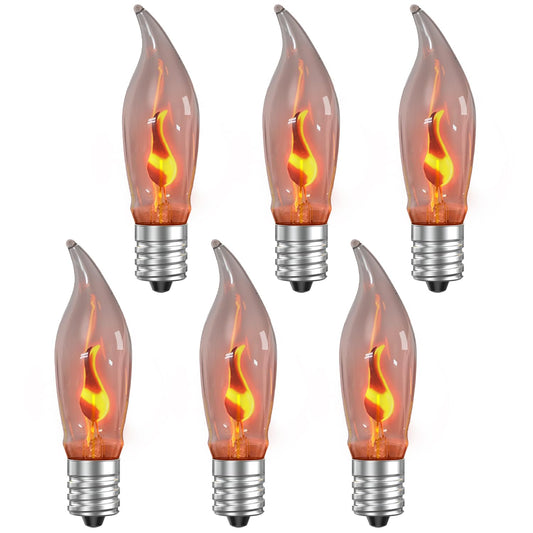 Hompavo Upgraded Flame Light Bulbs, Compact E12 Chandelier Base Candle Flickering Fire Light Bulb for Halloween Christmas Party Porch Indoor & Outdoor Home Decoration - 6 Pack