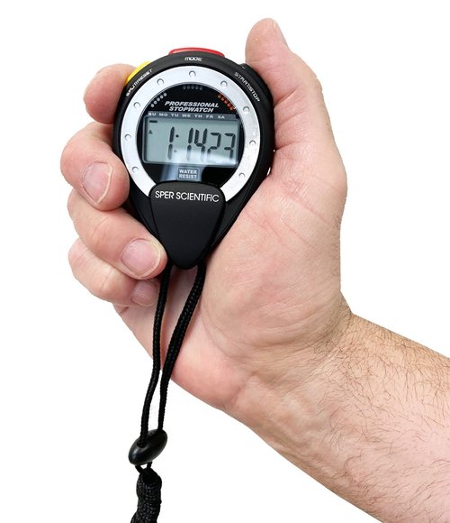 Sper Scientific Large Display Water Resistant Stopwatch 810035A - Digital Stopwatch with Oversized Display, 1/100-Second Accuracy Split & Water-Resistant Design for Sports, Training & More