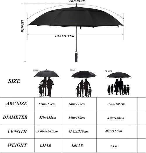 ACEIken Golf Umbrella - Extra Large 58/62/68 Inch Automatic Open - Windproof & Waterproof Design