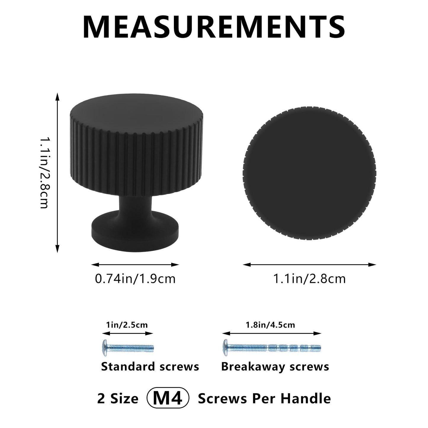 Abtopia 4 Pack Dresser Knobs Black Cabinet Knobs, Matte Black Drawer knobs Kitchen Knobs for Cabinets and Drawers, Drawer Pulls for Bathroom, Cupboard, Kitchen Hardware