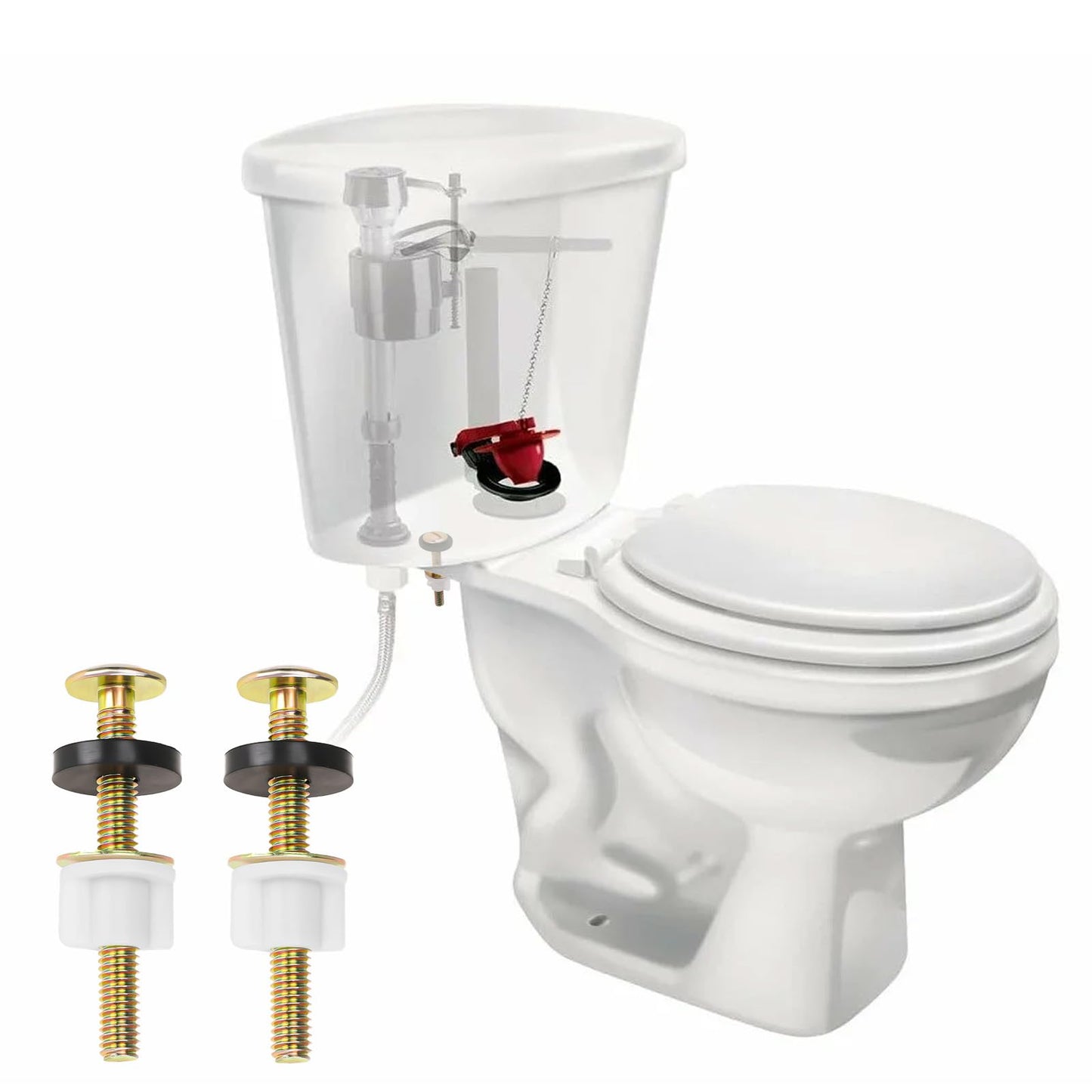 2 Inch Toilet Tank to Bowl Bolt & Gasket Hardware Kit for 2-Piece Toilet Seal American Standard Toilet Parts Toilet Repair Kit Inside Toilet Tank Replacement Kit