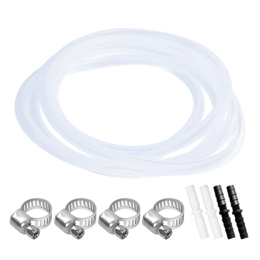 1/4'' ID 6.5 Ft Drain Hose Extension, Ice Maker Parts, Compatible with GE Opal Nugget & Other Ice Makers, with 4 Pcs Connectors & Clips, for Cleaning & Maintenance fit Multiple Purpose