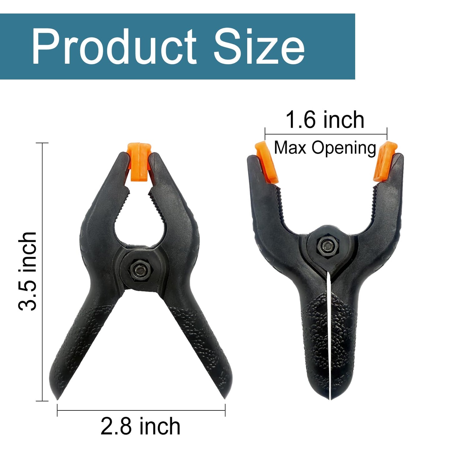 30 Pack 3.5 Inch Plastic Spring Clamps, Black Heavy Duty Clips, Spring Clamps for Backdrop Stand, Woodworking, Crafts, Photography, Banner, Balloon Arch Garland Clips, Small Clamp with Soft Tips