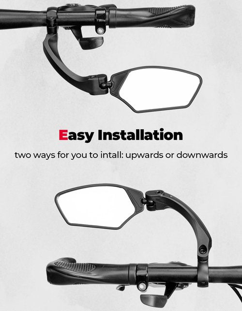 KEMIMOTO Bike Mirror 2 PCS, Wide-Angle HD Rearview Mirror for Bicycle Handlebars, 360° Adjustable & Foldable Safe Rear View Mirror for E-Bike, Scooter, Universal Fit Bike Accessories