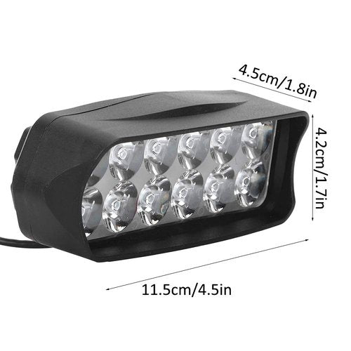 Estink Electro Tricycle Conversion LED Light, Universal 12LED Light Good Brightness 12V-80V Electro Tricycle LED Strong Light Tricycle Conversion Lamp for Motorcycles Electric Bike, 4.5x1.7x1.8in