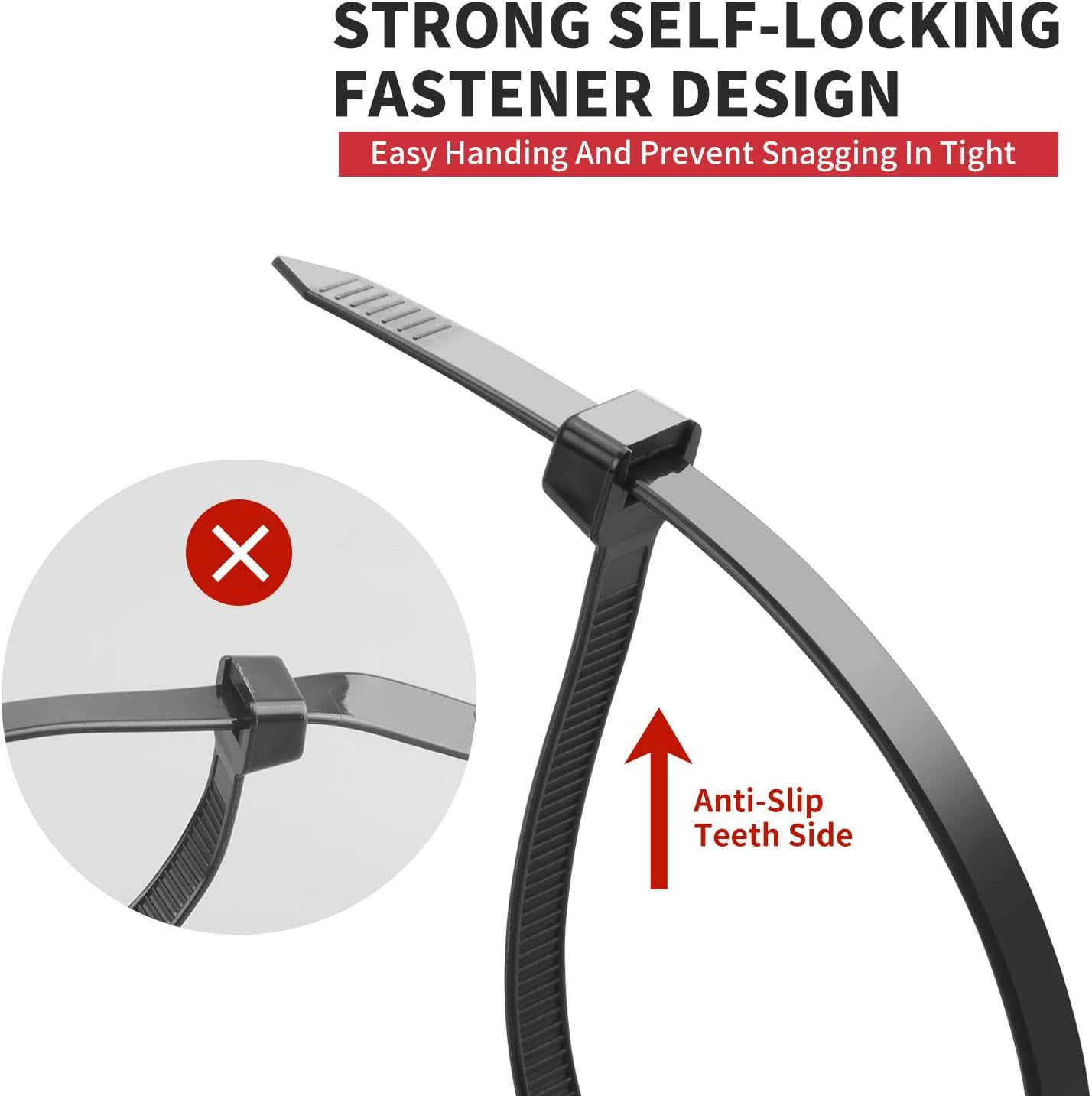 Heavy Duty Black Zip Ties - 500 Pack, Assorted Sizes 8-18 Inch, 220lbs Tensile Strength for Outdoor Cable Management