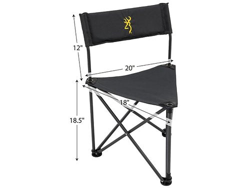 Browning Dakota Hunting and Camping Chair - Compact and Foldable Steel Frame with 3 Legs, Extra Wide 600D Fabric Seat, Angled Back, and Shoulder Carry Bag